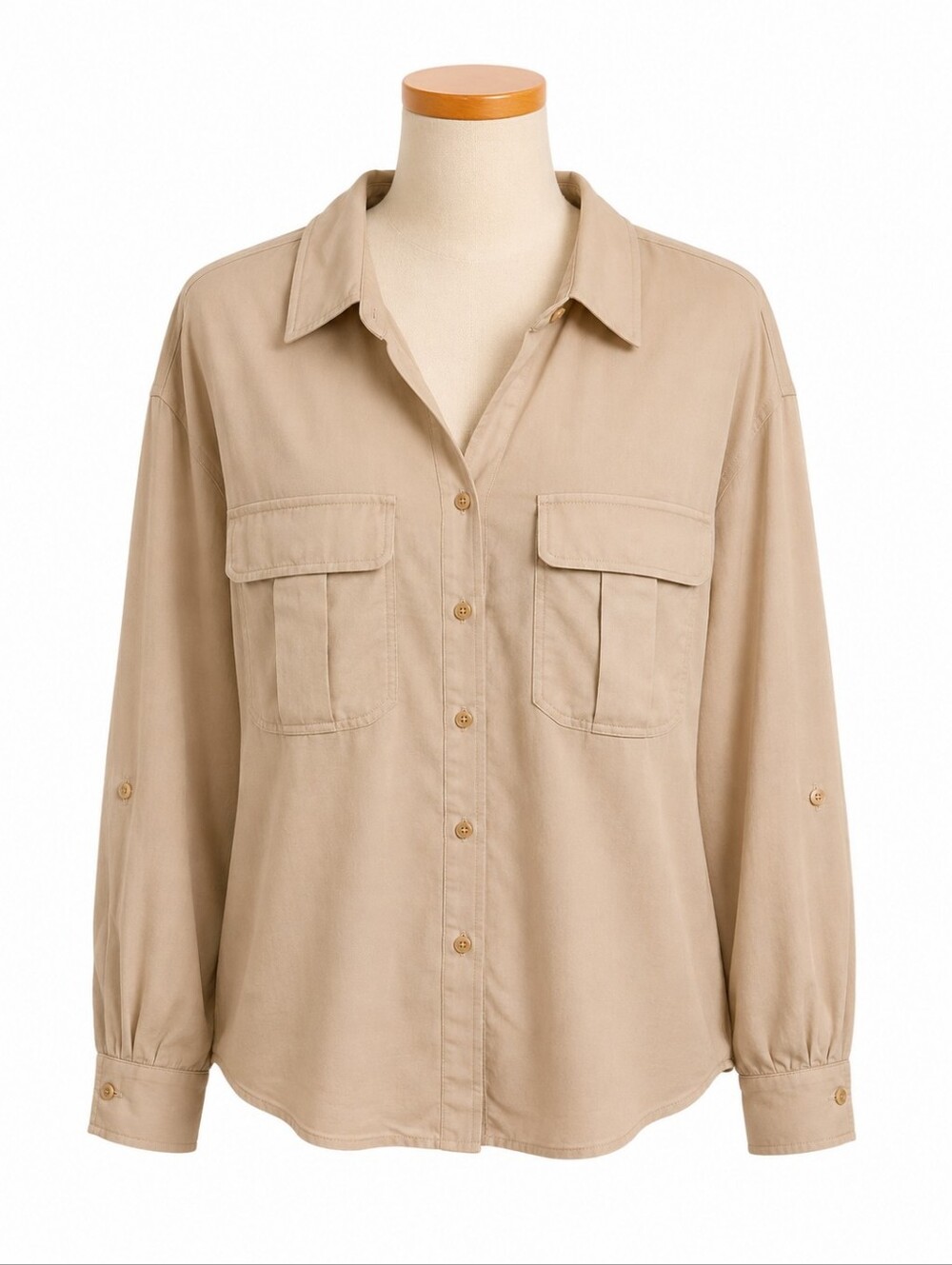 Old Navy NWT Women's Tan Button Up Utility Shirt Sz XXL Casual Minimalist Work